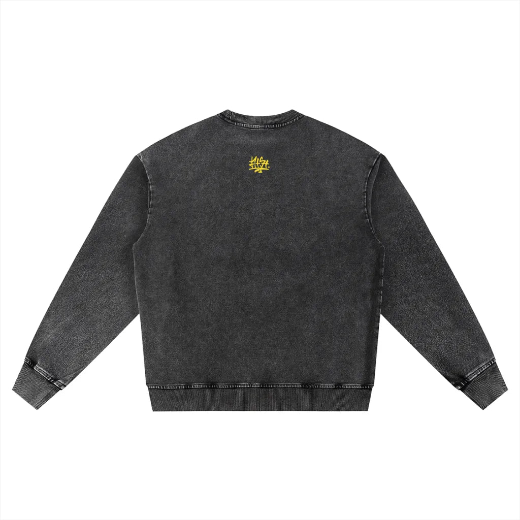 Snow Wash Oversized Crewneck Sweatshirt