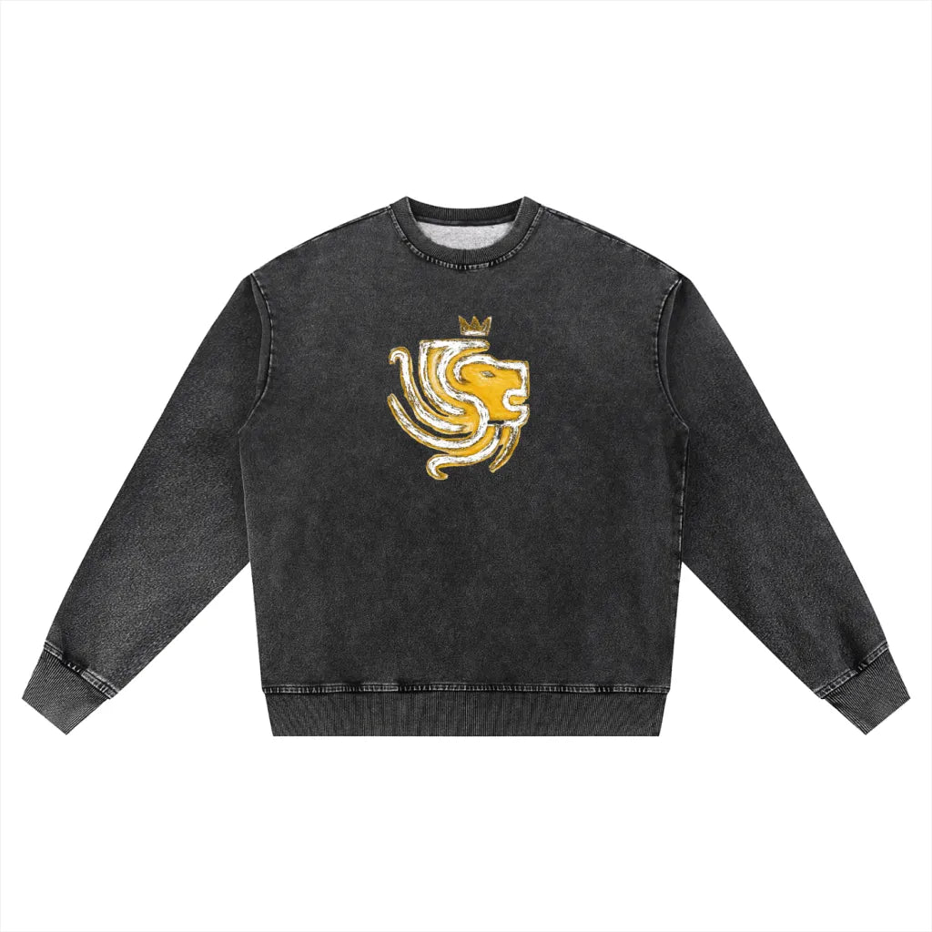 Snow Wash Oversized Crewneck Sweatshirt